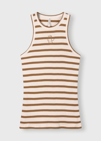 tank top rib stripes | ecru/suede
