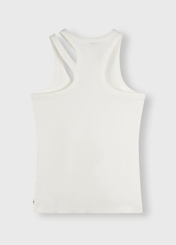cut out tank top rib | ecru