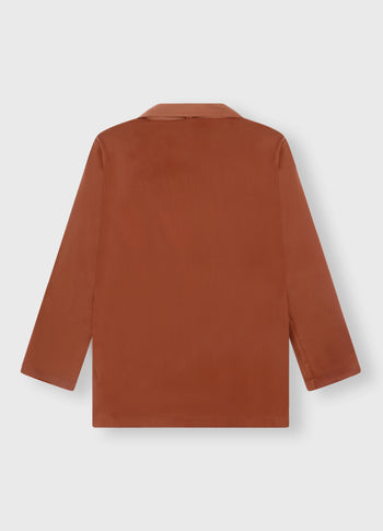 double breasted satin blazer | saddle brown