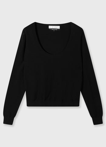 deep neck knit sweater | black