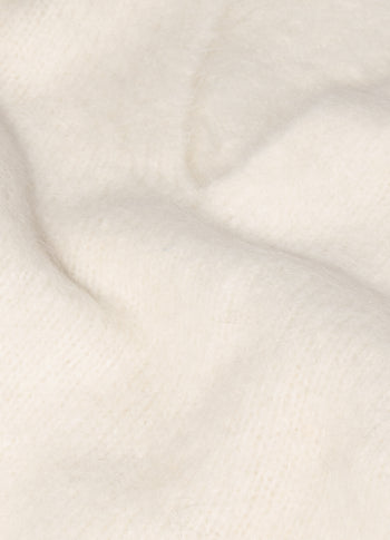 v-neck hairy knit sweater | ecru