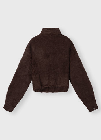 cropped knit turtleneck | deep wine