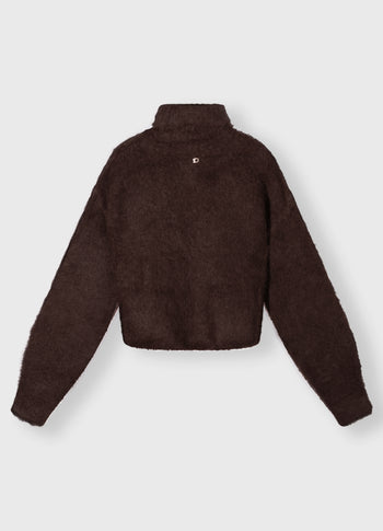 cropped knit turtleneck | deep wine
