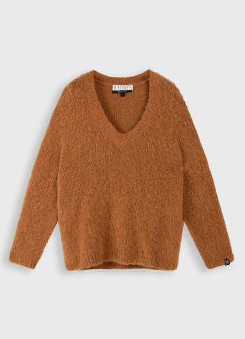 v-neck knit sweater | suede