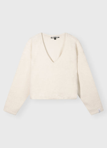 pleat hairy knit sweater | ecru