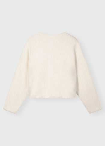 pleat hairy knit sweater | ecru