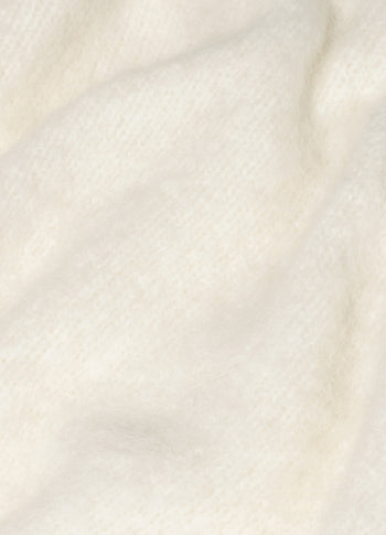 pleat hairy knit sweater | ecru