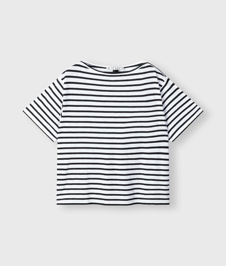 jersey tee stripes | ecru/black