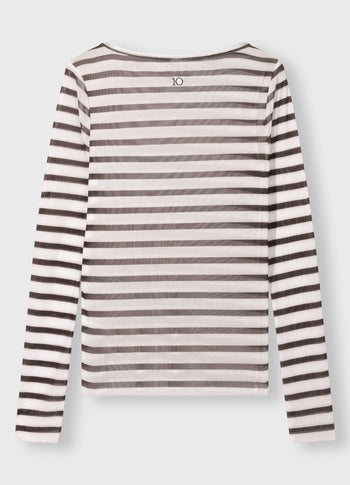 mesh long sleeve stripes | ecru/wine