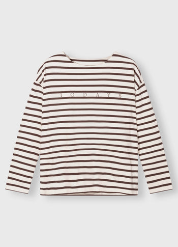 boat neck top stripes | ecru/wine