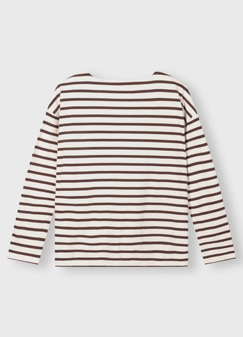boat neck top stripes | ecru/wine