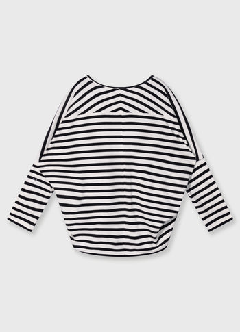 loose long sleeve tee modal stripes | ecru/black