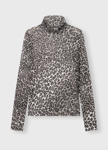 mesh long sleeve leopard | ecru