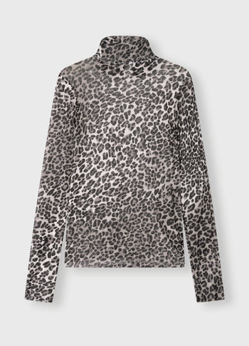 mesh long sleeve leopard | ecru