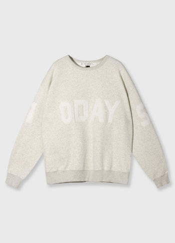 statement sweater logo patch | soft white melee