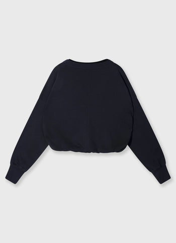 v-neck double sweater | dark navy