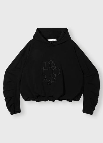 pleated balloon hoodie | black