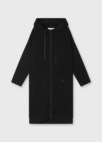 long zip hoodie fleece | black