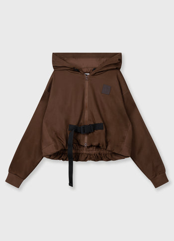 belted zip hoodie | dark truffle