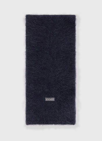 soft hairy knit scarf | dark navy