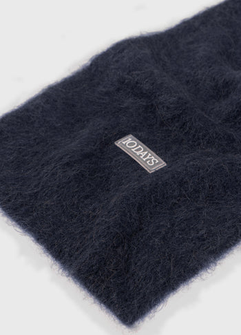 soft hairy knit scarf | dark navy