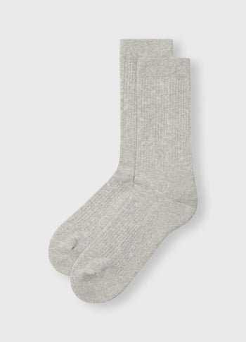 socks all-over smile | light grey melee
