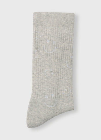 socks all-over smile | light grey melee