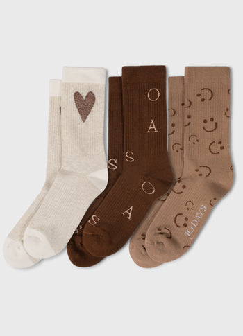 3-pack socks | dark truffle