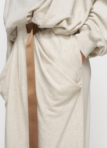 pleated belt jogger | soft white melee