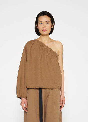 one shoulder top | cedar brown
