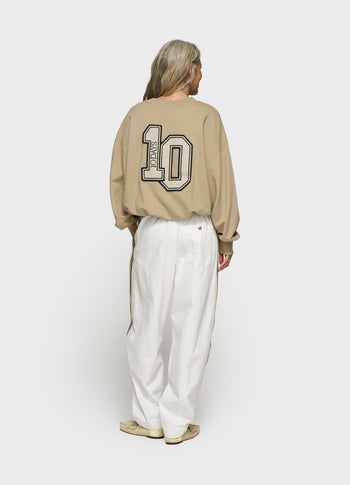 wide tapered pants twill | ecru