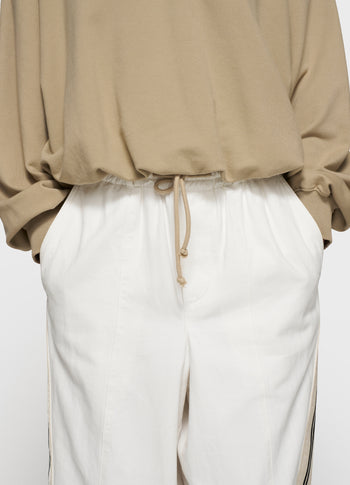 wide tapered pants twill | ecru