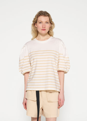 balloon sleeve tee stripes | ecru/natural
