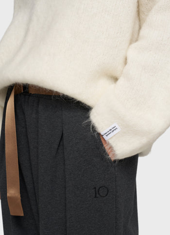 v-neck hairy knit sweater | ecru