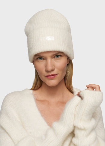 hairy knit beanie | ecru