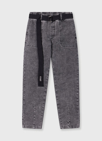 THE BELTED PANTS WASHED | black