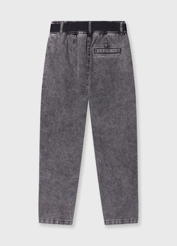 THE BELTED PANTS WASHED | black