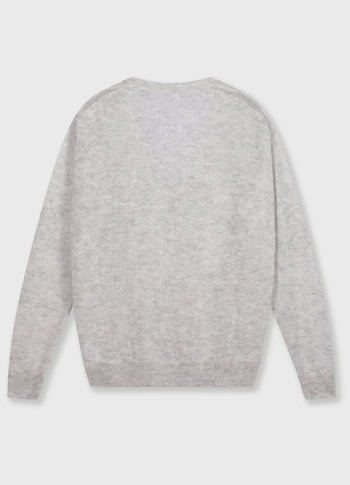 THE V-NECK KNIT SWEATER | light grey melee
