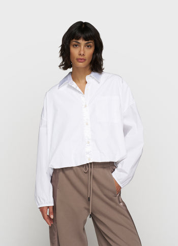 cropped smoking blouse | white