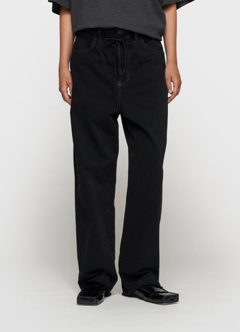straight leg pants twill | black