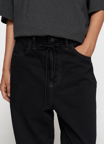 straight leg pants twill | black