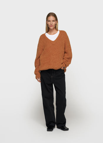 v-neck knit sweater | suede