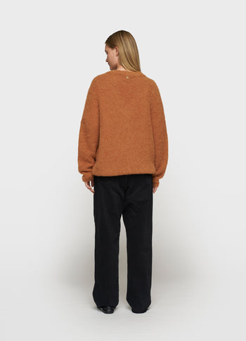 v-neck knit sweater | suede