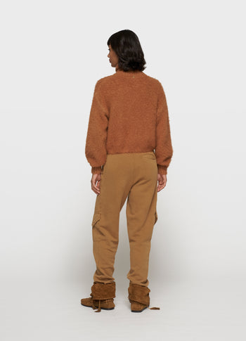 cropped knit turtleneck | suede