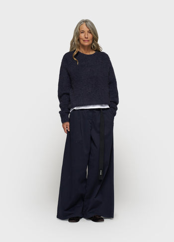 wide pants twill | dark navy