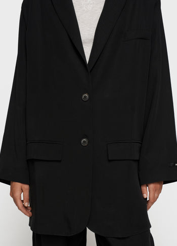 long flowy blazer lyocell | black