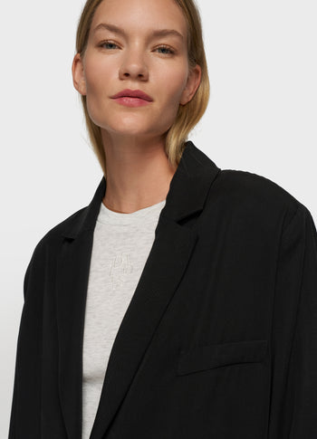 long flowy blazer lyocell | black