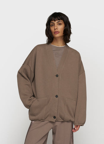 baseball cardigan fleece | moonrock