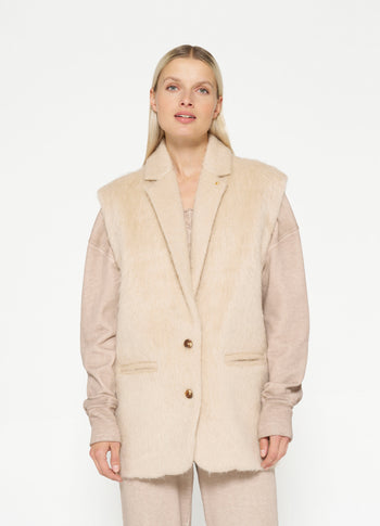 hairy sleeveless blazer | sepia sand