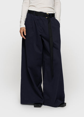 wide pants twill | dark navy
